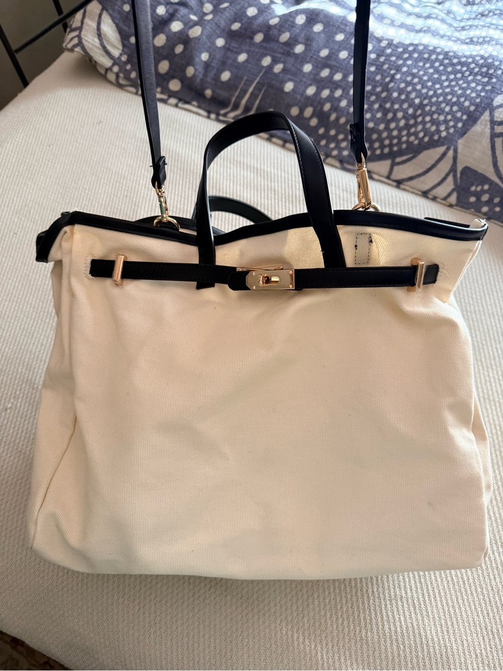 Anthropologie Canvas Tote With Faux Leather Trim Straps - Never Worn/Used!